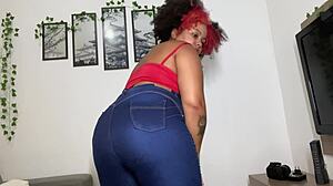 Latina BBW Dominates in Tight Blue Jeans