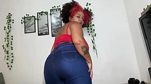Latina BBW Dominates in Tight Blue Jeans