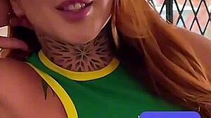 Petite redhead Latina gives a sloppy deepthroat blowjob after her casting in POV style.