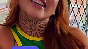 Petite redhead Latina gives a sloppy deepthroat blowjob after her casting in POV style.