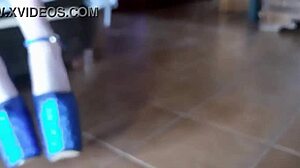 ankle boots and blue very high heels