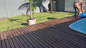 i took my latina friend to the beach house, and she ended up getting fucked in the pool