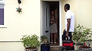 Busty Stacey Saran gets her big tits bouncing while drilled by black monster cock.