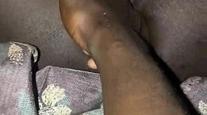 Watch this African maid's tight pussy getting fingered hard.