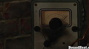 Two lesbian slaves bound in doggystyle taking big strapon domination