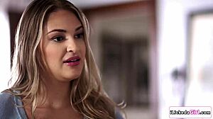 Blonde Babe Facesits Busty Lesbian Girlfriend in Bedroom