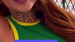 Petite redhead Latina gives a sloppy deepthroat blowjob after her casting in POV style.