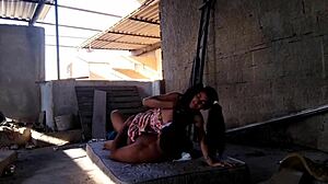 Skinny Teen Stepdaughter Offers Pussy On Terrace