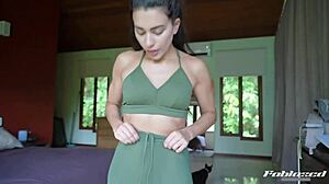 Yo, watch this horny Latina beauty masturbate in yoga pants while talking dirty