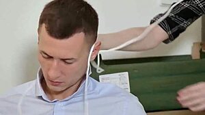 rim4k with a beautiful brunette neighbor, tattooed european girl licking ass with monster cock fetish