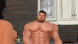 Handsome muscle hunk aaron donald fucks local wife in kitchen