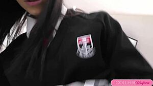 Uniformed French Fox L�a Gurelin Shows Off Her Oral