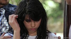 Wild teen Gina Valentina from the woods gets rough blowjob and ass sucking.