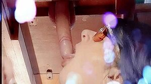 Getting milked with handjob and blowjob, leaking pre cum