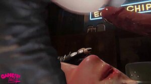 super cute tifa gives a teasing blowjob