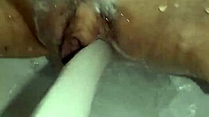 Gretala Uses Soap on Trimmed Pussy