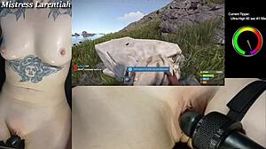 Naked goth gamer girl streams in mistress role