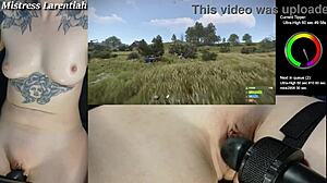 Naked goth gamer girl streams in mistress role