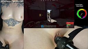 Naked goth gamer girl streams in mistress role
