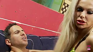 Did these two blonde ladies really give that guy a handjob, blowjob, and deepthroat fuck?