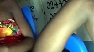 African teen shows her phat lips and drinks cum with joy