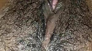 Dirty slutty maid in thong and lingerie peeing indoors with her hairy pussy exposed