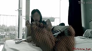 Mistress Forces Her Submissive To Worship Her Feet In Femdom Domination