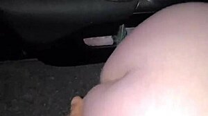 fat bbw plays with ass pussy and tits outdoor in car