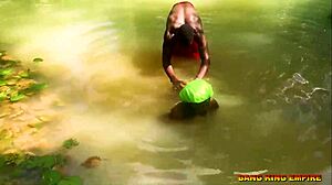 Public Encounter With African Performer In Stream For Hardcore Scene.