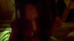 Monika Fox works a hard cock in a steamy sauna