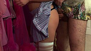 Savannah Gold rides big cock in stockings.