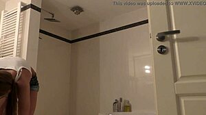 Hidden Bathroom Voyeur Spies on Petite Young Girl's Small Tits and Skinny Body