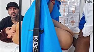 redhead wife fucked by gynecologist, cuckold watches ass worshiping!