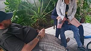 My cuckold friend fucks my wife while I cum on them