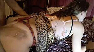 Intense POV doggy fucking of sexy blonde in satin lingerie panties and heels, with spanking.