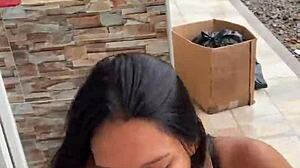 Watch this submissive latina housewife suck him in public for just thirty dollars.