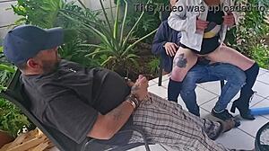 My cuckold friend fucks my wife while I cum on them