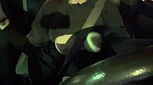 Italian milf Artemisia Love flashes her big horny boobs while driving the car outdoors.