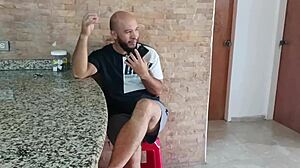 stepbrother catches me masturbating on video call and helps with big cock