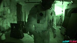 two cocks and wet pussies bound in dungeon orgy