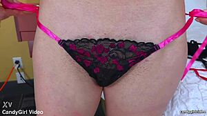 Arielle lane tries on black lingerie