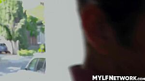 amber chases husband bent over for fingering and licking her big tits