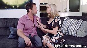 amber chases husband bent over for fingering and licking her big tits