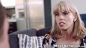 amber chases husband bent over for fingering and licking her big tits