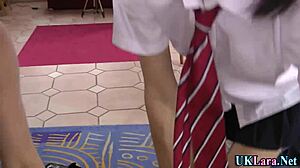 Older brit in uniform sucks group cocks, handjob and blowjob