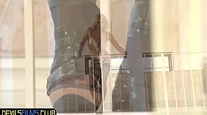 Glam beauty takes a steamy solo bath