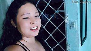 i'm excited and eager to be fucked, my wet pussy is hot as i masturbate at the street door