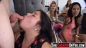 Girl sucking cock at night club party