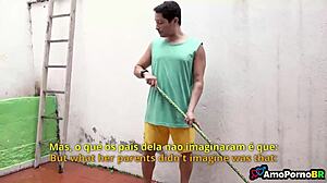 Alone at home with my father-in-law's sexy skinny brunette teen on Saturday afternoon, engaging in taboo blowjob and more