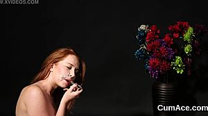 Sexy Centerfold Gets Cumshot on Her Face Eating All the Load